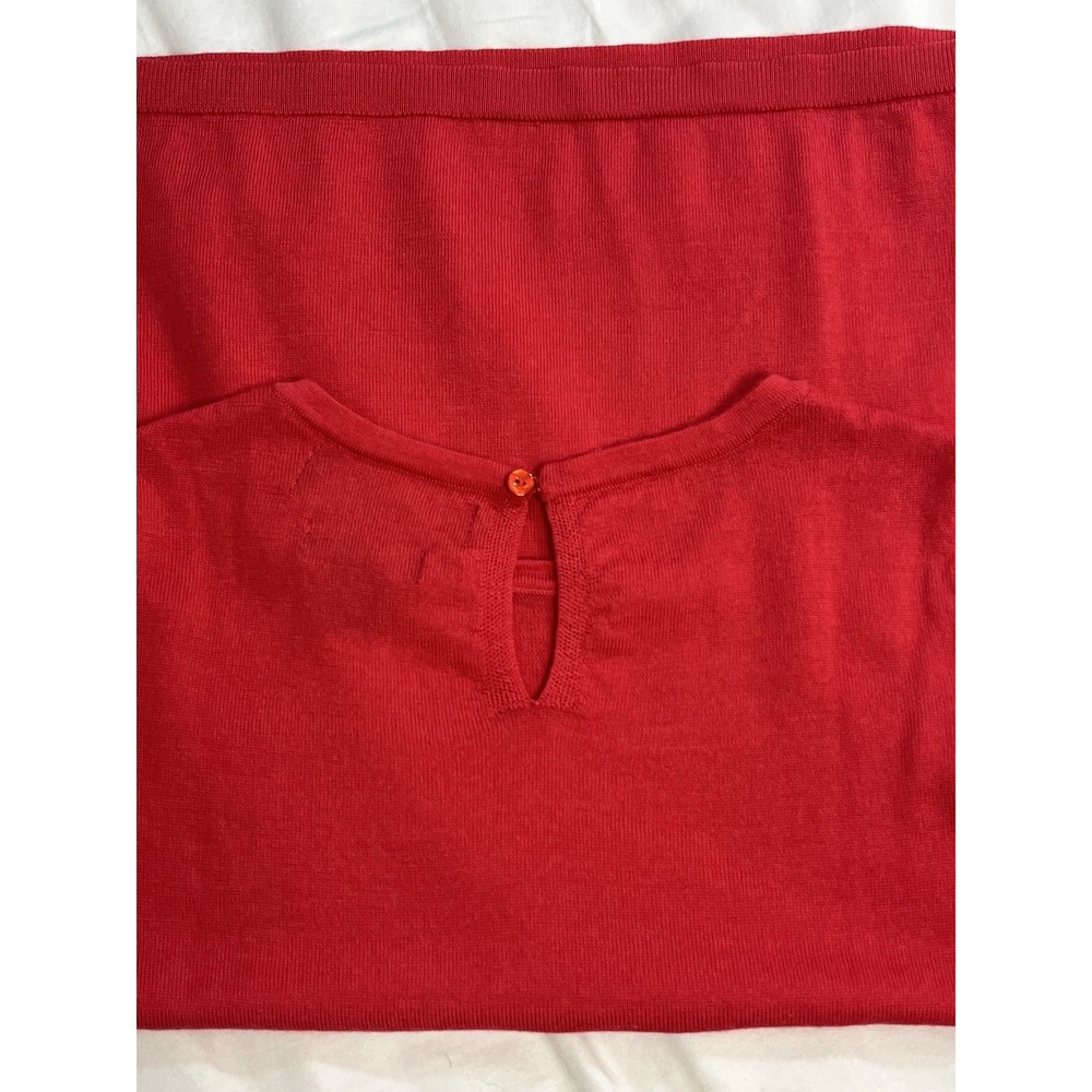Paul Costelloe 100% Merino Wool Red Crewneck Sweater M Quiet Luxury Fine Knit - Picture 5 of 10